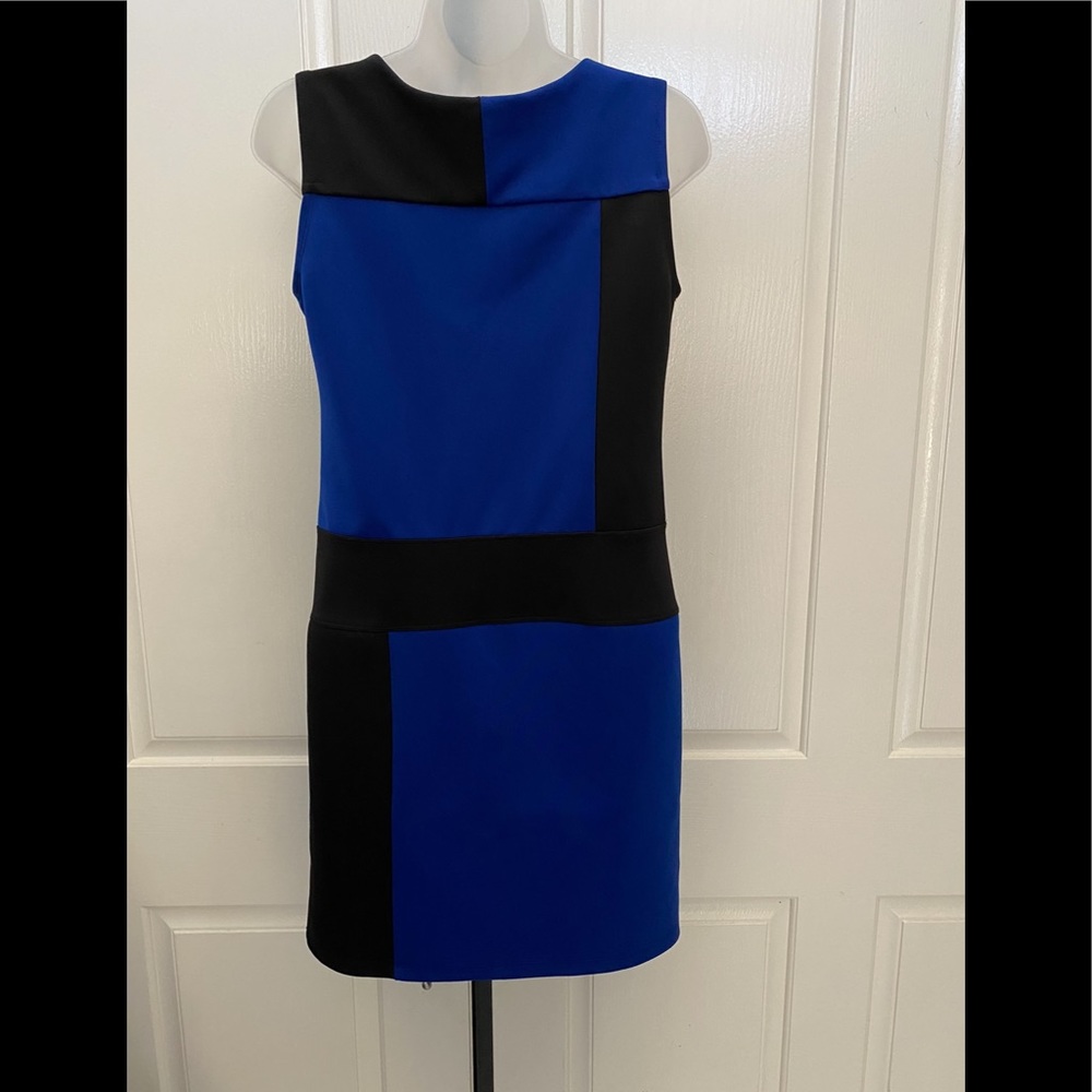 🔴CYNTHIA ROWLEY Black/Blue Block Sheath Dress 6 - Picture 4 of 4